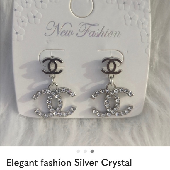 Chic Silver Crystal Drop Earrings - Picture 2 of 3